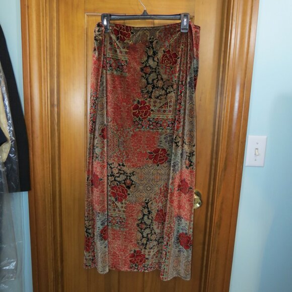 VTG Boston Proper Multicolored Midi Skirt Velveteen Lined Size Large - Picture 5 of 7